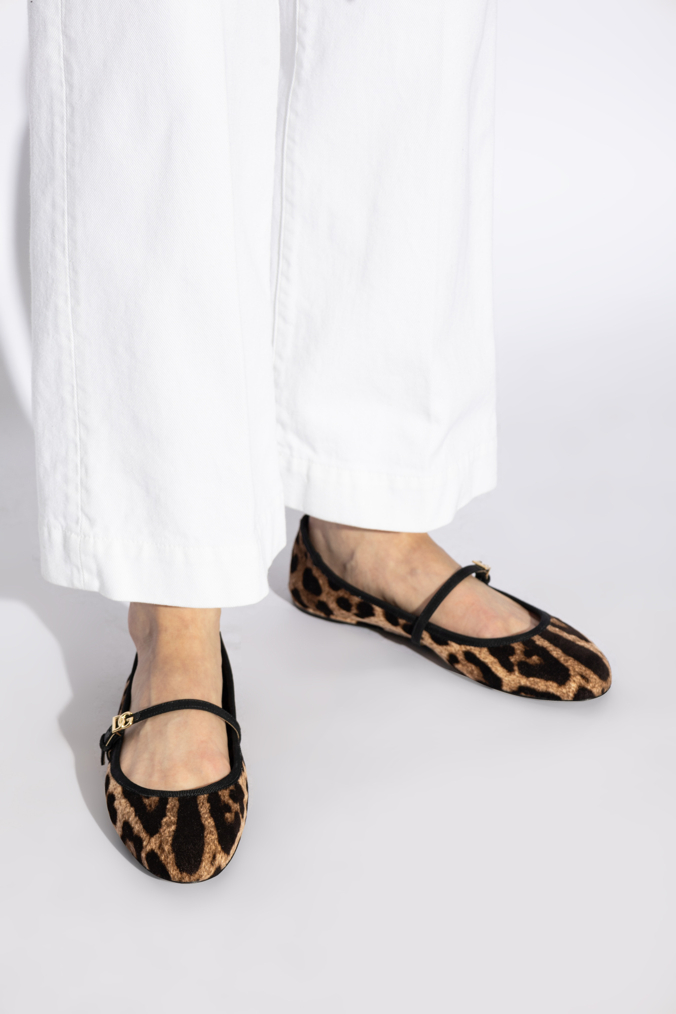 バレエシューズ DOLCE & GABBANA LEOPARD PRINTED VELVET MARY-JANE BALLERINAS DOLCE & GABBANA - Leopard Printed Velvet Mary-Jane